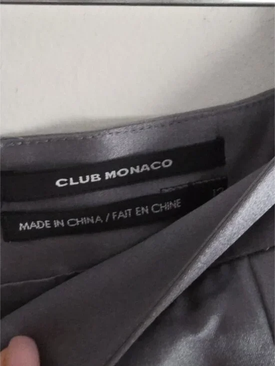 CLUB MONACO | Silk Skirt Shiny Pleated Silver Gray Sz 12 - Picture 5 of 7